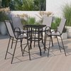 Flash Furniture 5 Piece Glass Bar Patio Table Set with 4 Barstools TLH-073H092H4-GR-GG